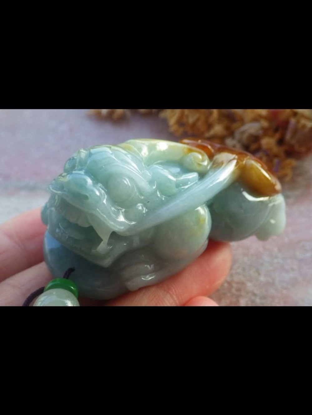 Certificate Jadeite Jade Red Green Dragon Pi Xiu Ruyi coin pendant